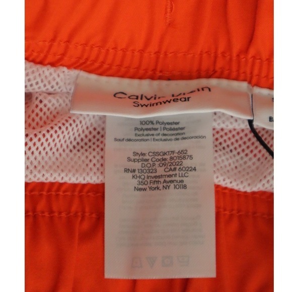 Calvin Klein Big Boys Ombre Logo Swim Trunks - Red Orange - Size Small - Picture 7 of 7